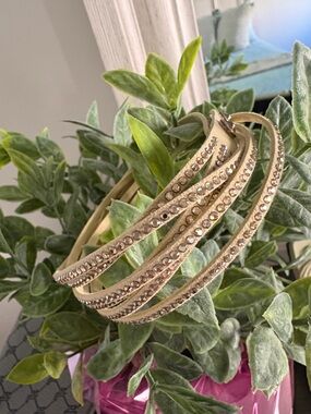 Touchstone Crystal-Embellished Triple Wrap Leather Bracelet - Nude/Rose Gold